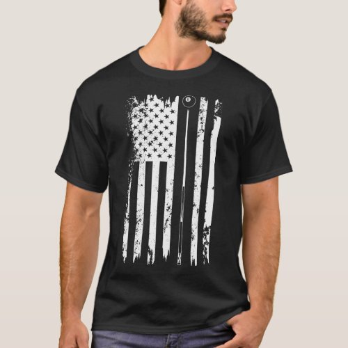 American Flag Billiard Vintage Pool Balls Player 	 T_Shirt