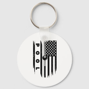 American Flag Billiards Pool Player Apparel - Bill Keychain