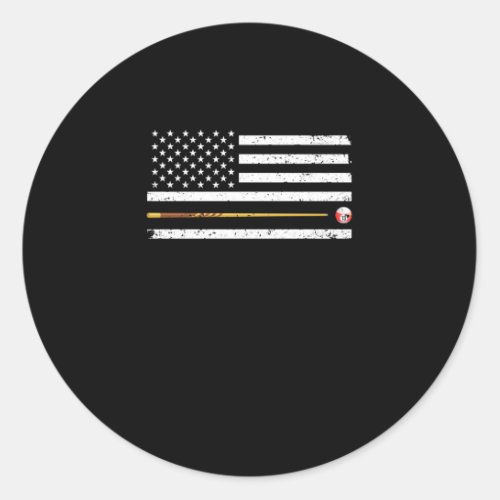 American flag billiards pool player USA Classic Round Sticker