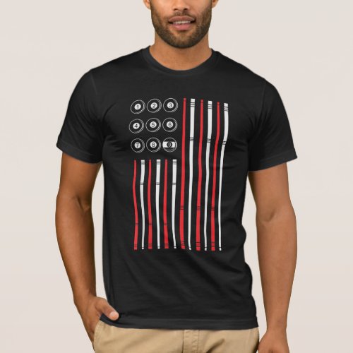 American Flag Billiards Shooting Pool T_Shirt