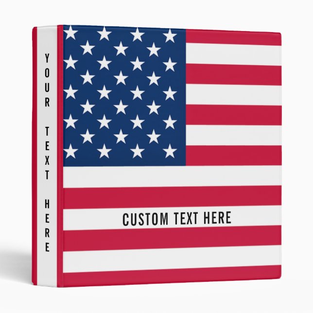 American Flag Binder Personalized Text Name (Front/Spine)