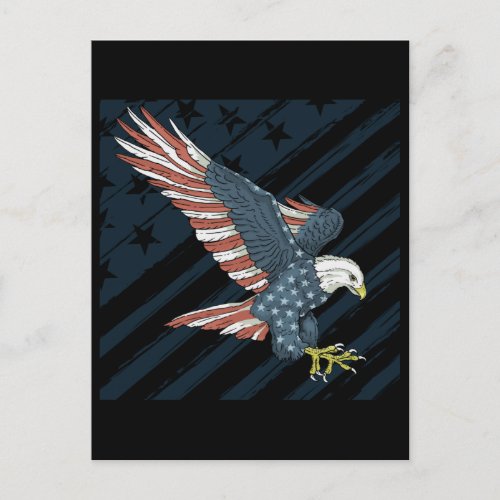 American Flag Bird US Patriotic Bald Eagle Postcard