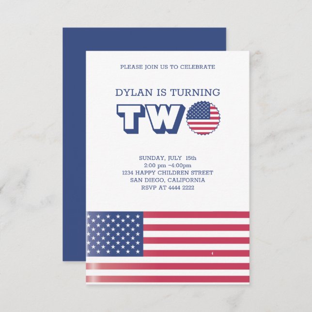 American Flag Birthday Invitation (Front/Back)