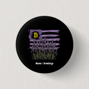 American Flag Bitcoin BTC Revolution Funny Crypto Button