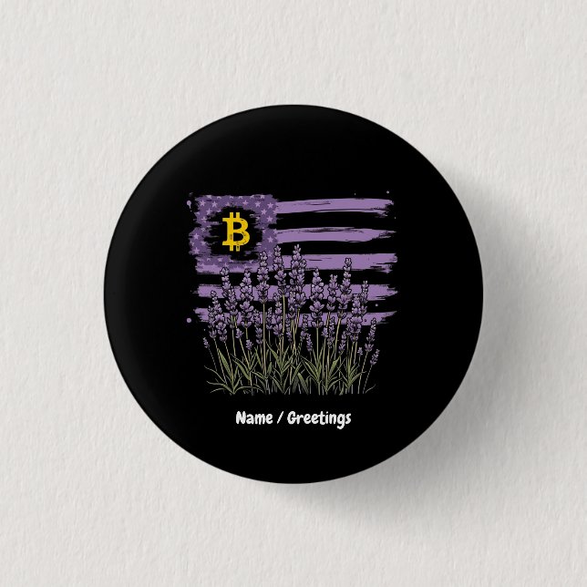American Flag Bitcoin BTC Revolution Funny Crypto Button (Front)