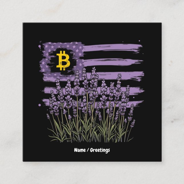American Flag Bitcoin BTC Revolution Funny Crypto Square Business Card (Front)