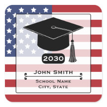 American Flag Black Cap Graduation Year