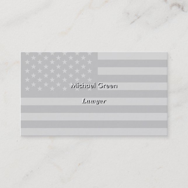 American Flag Black Gray Business Card (Front)