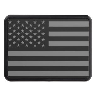 American Flag Black Gray Hitch Cover