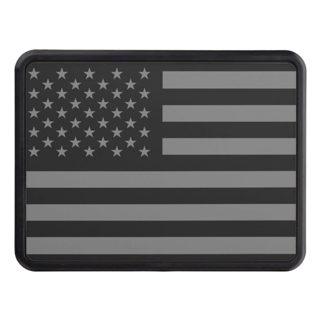American Flag Black Gray Hitch Cover (Front)