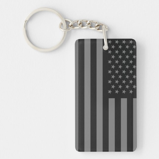 American Flag Black Gray Keychain (Front)