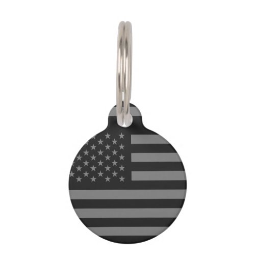 American Flag Black Gray Pet ID Tag