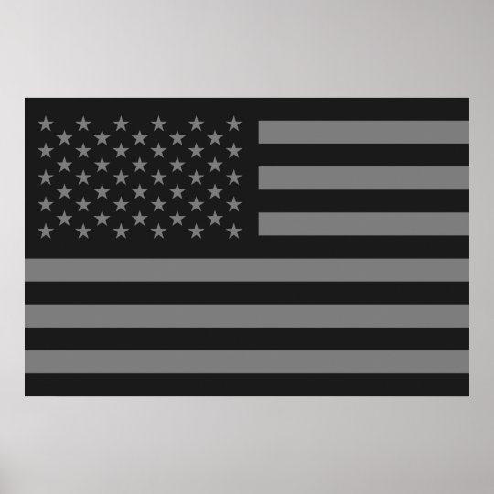 American Flag Black Gray Poster | Zazzle.com