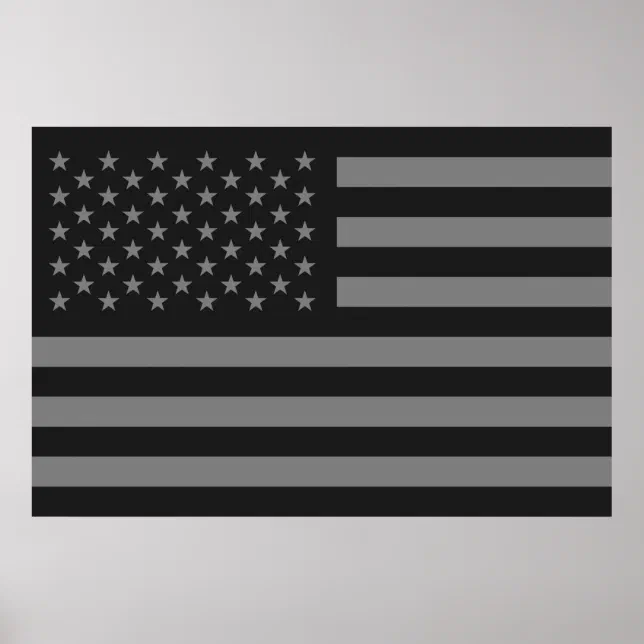 American Flag Black Gray Poster | Zazzle