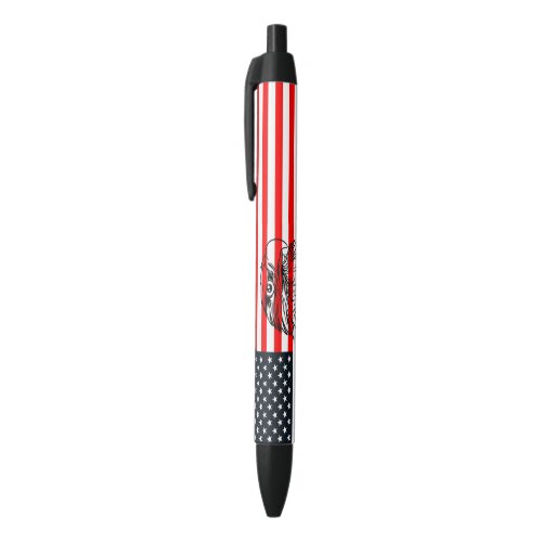 American Flag Black Ink Pen