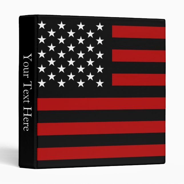 American Flag Black Red White 3 Ring Binder (Front/Spine)