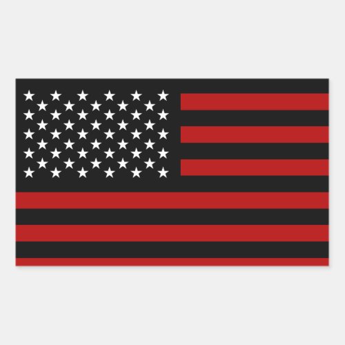 American Flag Black Red White Rectangular Sticker