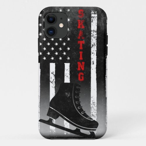 American Flag Black Skating  iPhone 11 Case