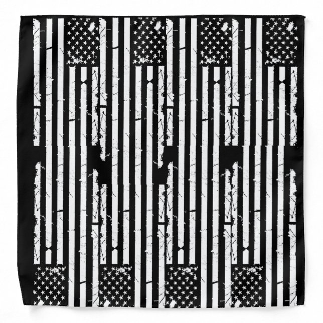 American Flag Black & White Bandana (Front)