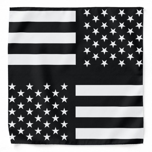 American Flag Black White Bandana (Front)