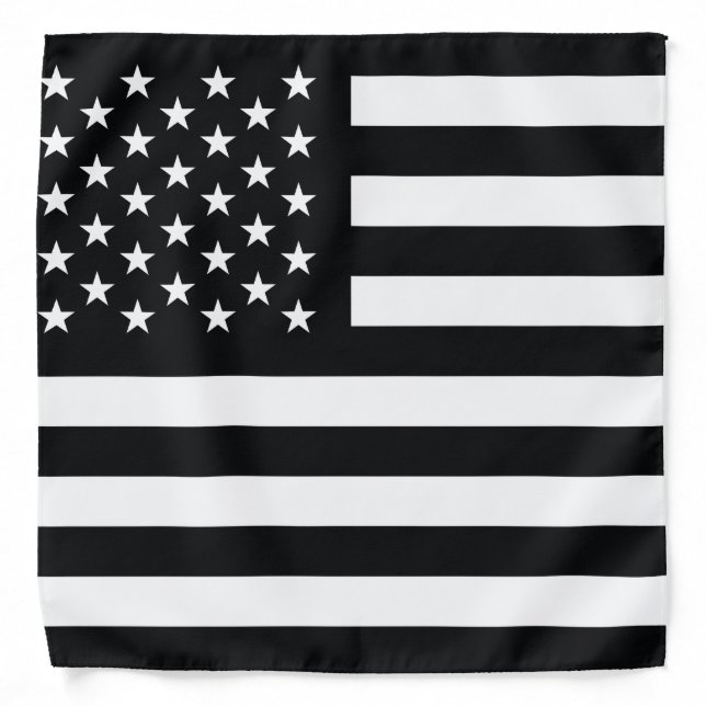 American Flag Black White Bandana (Front)