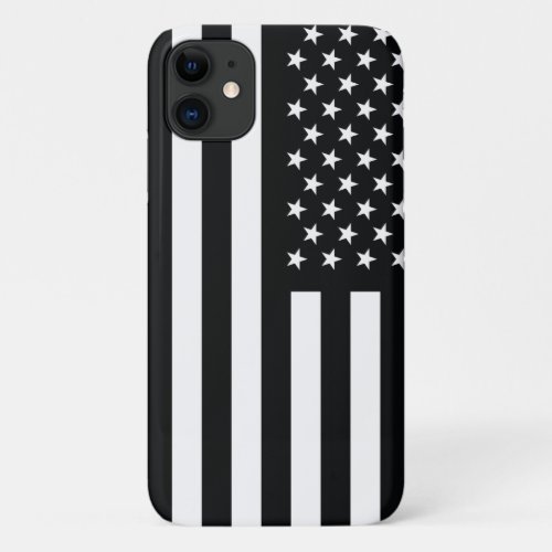 American Flag Black White iPhone 11 Case