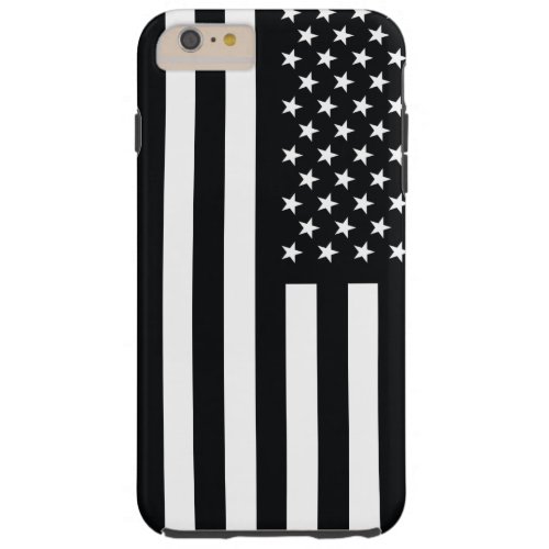 American Flag Black White Tough iPhone 6 Plus Case