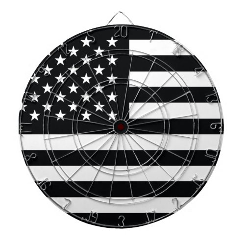 American Flag Black White Dartboard