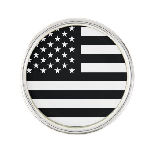 American Flag Black White Lapel Pin