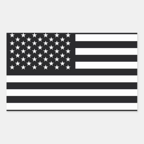 American Flag Black White Rectangular Sticker