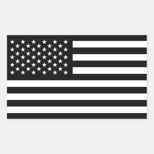 American Flag Black White Rectangular Sticker
