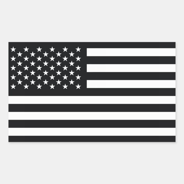 American Flag Black White Rectangular Sticker (Front)