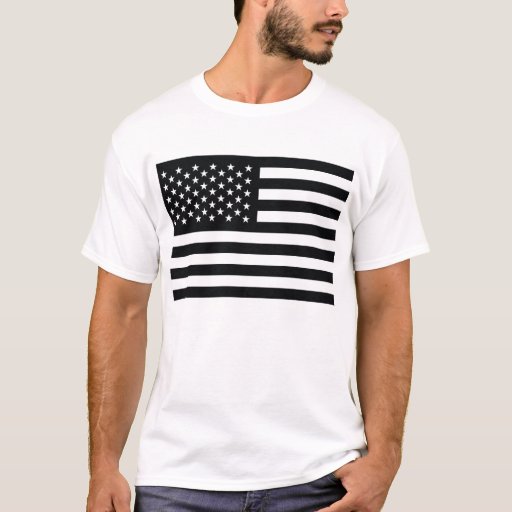 American Flag Black White T-Shirt | Zazzle