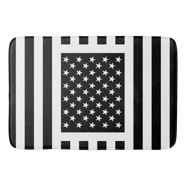 American Flag Black & White USA Unique Americana Bath Mat (Front)