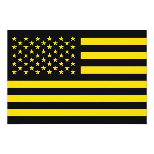 American Flag Black Yellow Photo Print
