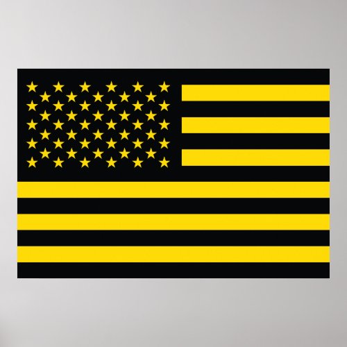 American Flag Black Yellow Poster