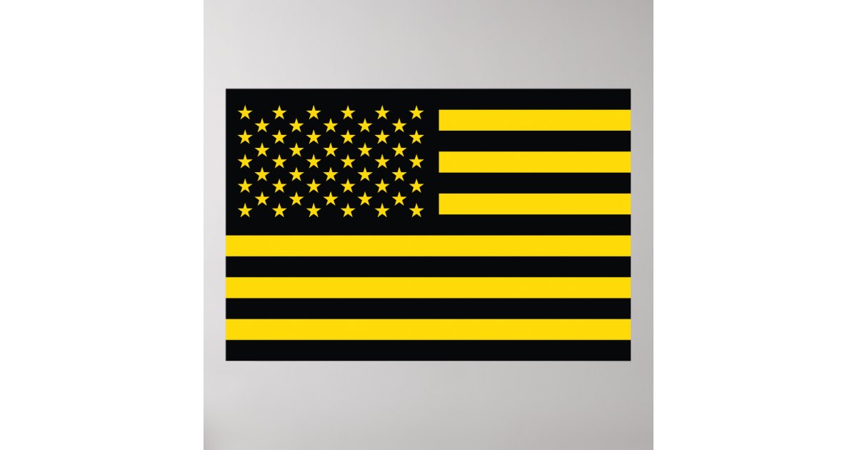 American Flag Black Yellow Poster Zazzle