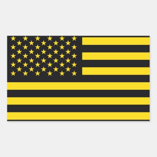 American Flag Black Yellow Rectangular Sticker