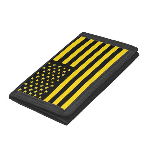 American Flag Black Yellow Tri_fold Wallet