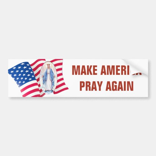 American Flag Blessed Virgin Mary Bumper Sticker