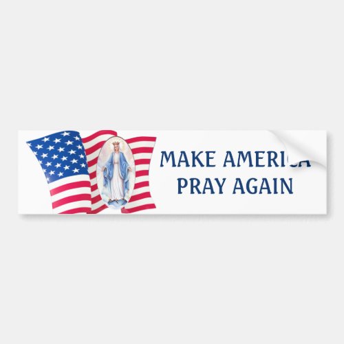 American Flag Blessed Virgin Mary Bumper Sticker