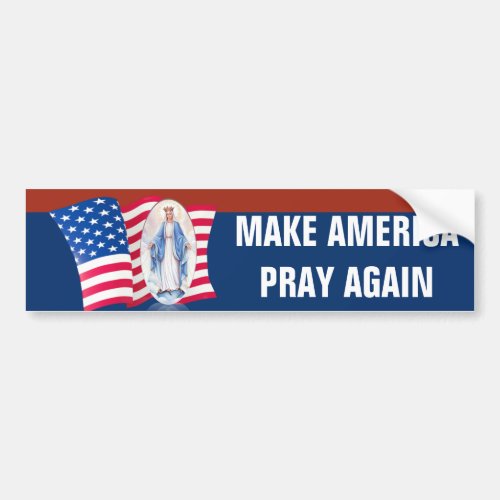 American Flag Blessed Virgin Mary Bumper Sticker