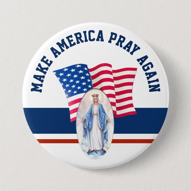 American Flag Blessed Virgin Mary Button (Front)