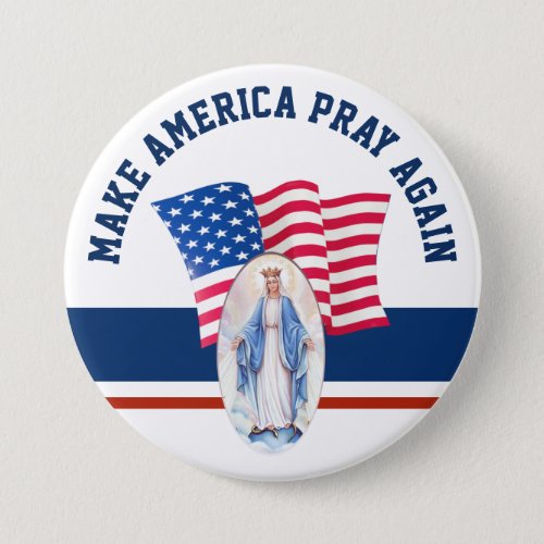 American Flag Blessed Virgin Mary Button