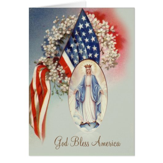 American Flag Blessed Virgin Mary Cards (Front)
