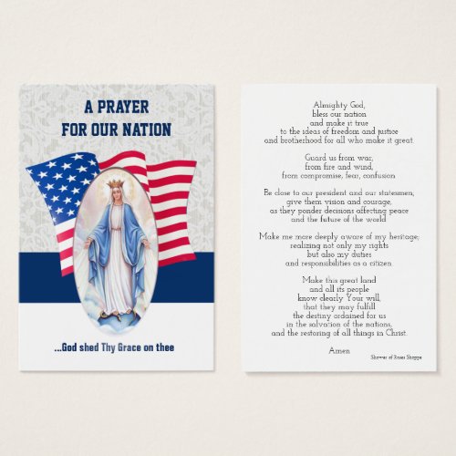 American Flag Blessed Virgin Mary Holy Card