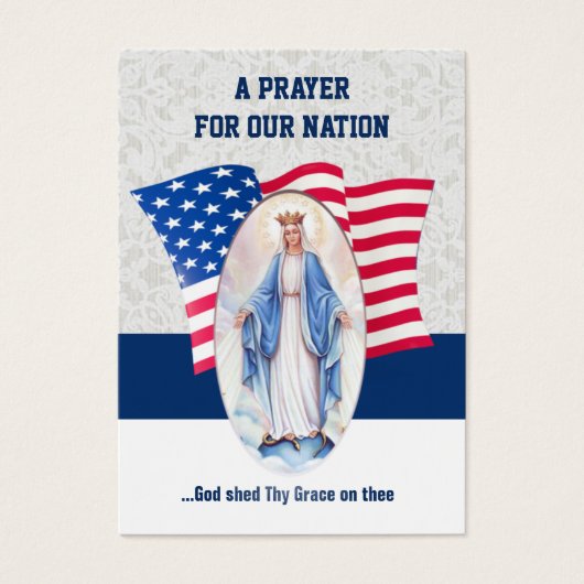 American Flag Blessed Virgin Mary Holy Card (Front)