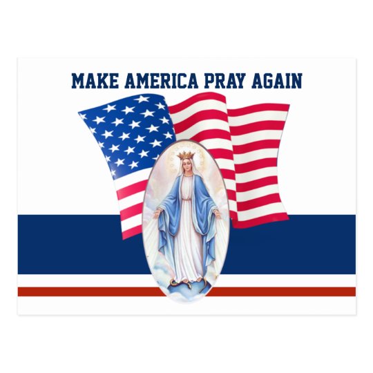 American Flag Blessed Virgin Mary Postcard | Zazzle.com