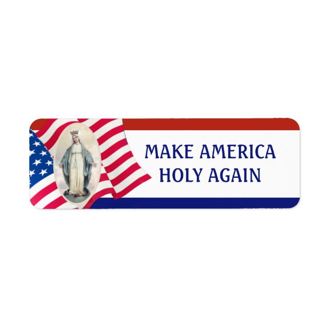 American Flag Blessed Virgin Mary Religious Label (Front)