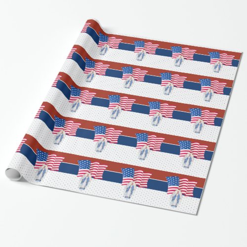 American Flag Blessed Virgin Mary Wrapping Paper